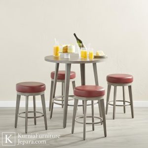 bangku cafe unik desain bulat industrial modern