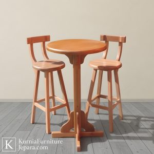 bangku cafe tinggi kayu solid desain minimalis modern