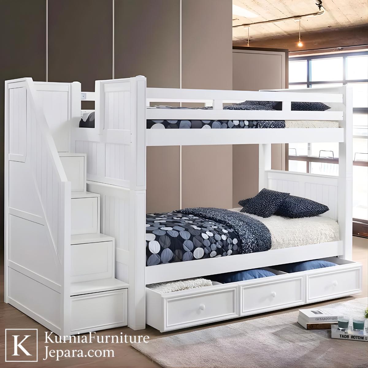 Eksklusif Dipan Tingkat Jati Multifungsi Elegan dengan Tangga Laci & Penyimpanan 4 Eksklusif Dipan Tingkat Jati Multifungsi Elegan dengan Tangga Laci & Penyimpanan - Image 2