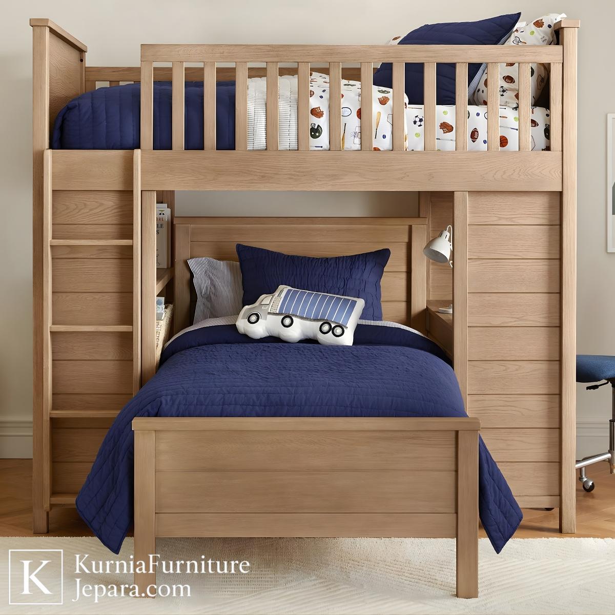 Ultimate Space Dipan Tingkat Jati Multifungsi Kokoh untuk Kamar Anak & Remaja Modern 3 dipan tingkat jati multifungsi dengan desain modern dan rak penyimpanan