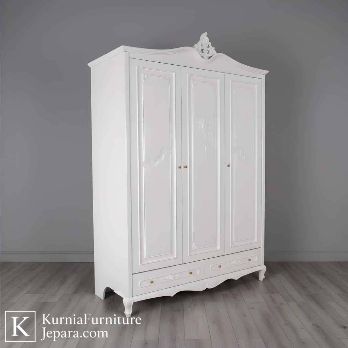 Royalis Lemari Pakaian Mewah Modern Putih Lemari Elegan Berkelas dengan Sentuhan Klasik 5 Royalis Lemari Pakaian Mewah Modern Putih Lemari Elegan Berkelas dengan Sentuhan Klasik - Image 3