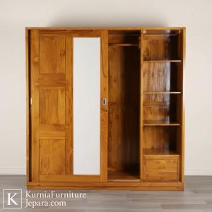 Imperial Lemari Kayu Jati Mewah Pintu Geser Lemari Pakaian Premium Elegan & Tahan Puluhan Tahun 7 kurnia furniture 1