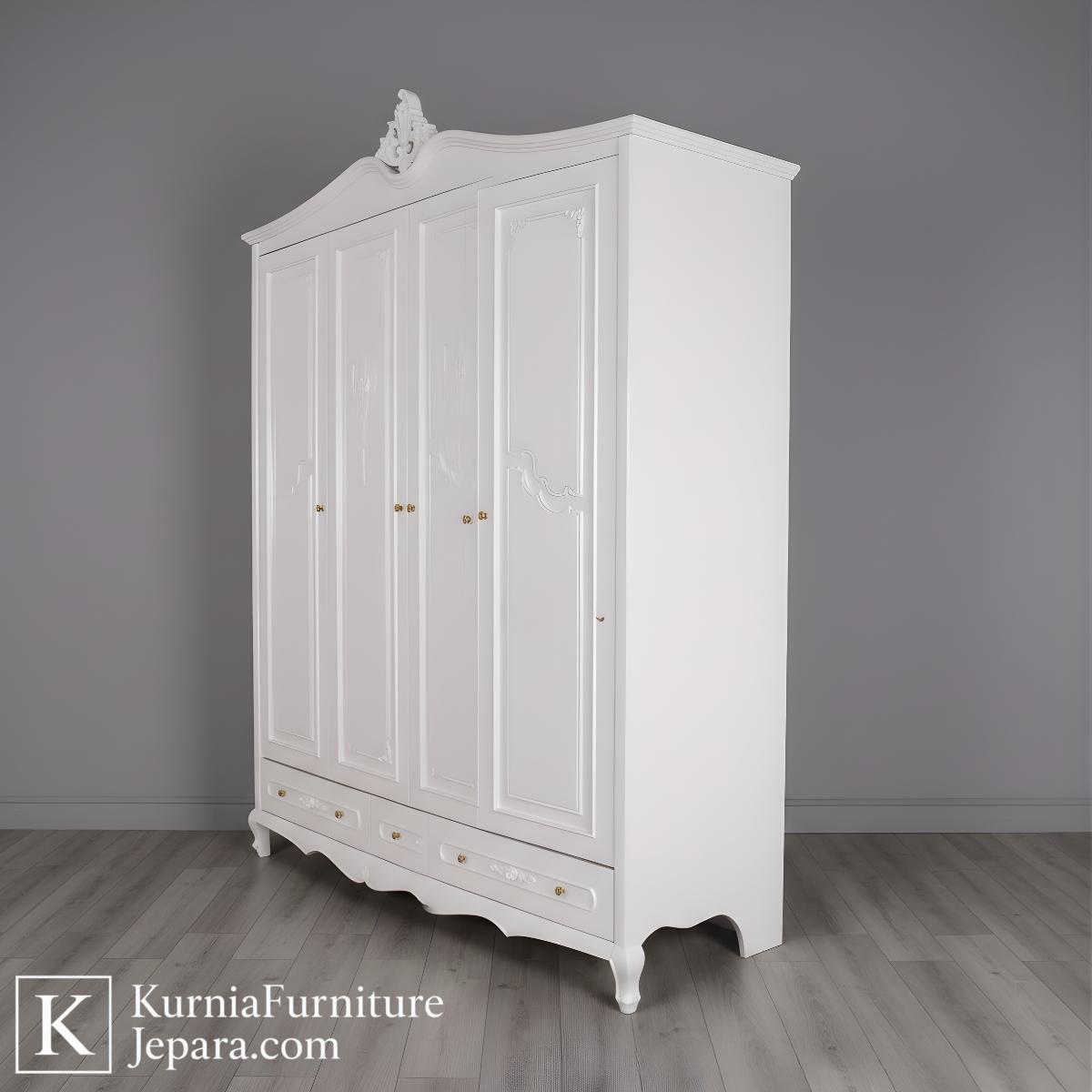 Royalis Lemari Pakaian Mewah Modern Putih Lemari Elegan Berkelas dengan Sentuhan Klasik 4 Royalis Lemari Pakaian Mewah Modern Putih Lemari Elegan Berkelas dengan Sentuhan Klasik - Image 2