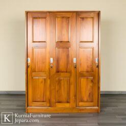 HOME 51 Lemari pakaian mewah modern kayu solid dengan desain pintu geser