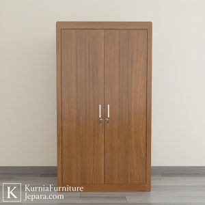 Lemari kayu solid minimalis modern warna natural