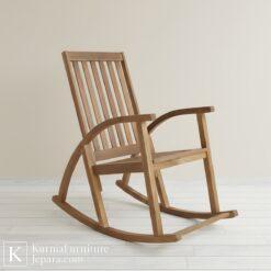 HOME 41 Kursi outdoor kayu goyang desain minimalis natural tanpa bantalan