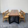 Meja Makan Industrial Kayu Trembesi Solid Meja Makan Minimalis Modern Mewah 2 meja makan industrial kayu solid dengan rangka besi hitam untuk ruang makan modern