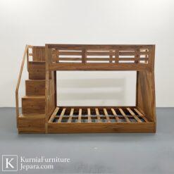 dipan tingkat jati kayu solid desain minimalis kuat dan aman