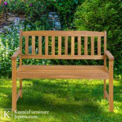 Kursi panjang outdoor kayu natural untuk taman dan teras rumah