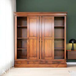 Mewahnya Harmoni Alam Lemari Kayu Mahoni Pintu Geser Kokoh & Berkelas untuk Ruang Tidur Modern 4 lemari geser 2