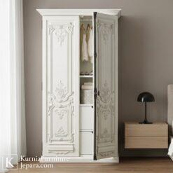 Eksklusif Klasik Lemari Baju Vintage Kayu Ukir Putih dengan Sentuhan Artistik Abadi 7 lemari vintage 1