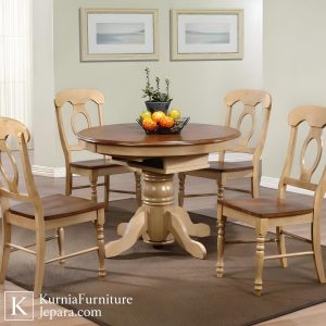 Meja makan minimalis 4 kursi kayu solid desain elegan untuk ruang makan keluarga