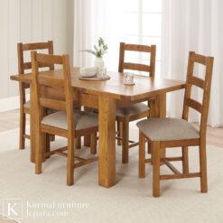 Meja makan minimalis 4 kursi kayu solid desain natural untuk ruang makan rumah