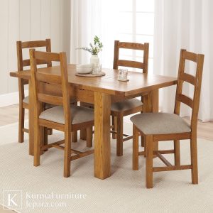 Meja makan minimalis 4 kursi kayu solid desain natural untuk ruang makan rumah