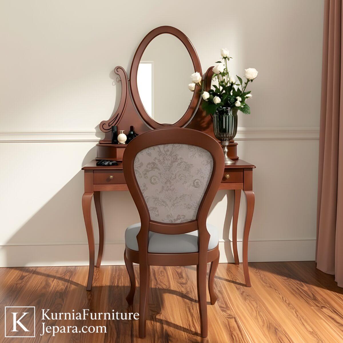Heritage Meja Rias Jati Antik Jepara dengan Cermin Oval Klasik & Laci Multifungsi 4 Heritage Meja Rias Jati Antik Jepara dengan Cermin Oval Klasik & Laci Multifungsi - Image 2