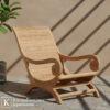 kursi outdoor kayu jati dengan desain lengkung klasik