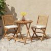 kursi set outdoor kayu dengan dua kursi dan meja bulat