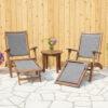 Heritage Kursi Meja Outdoor Kayu Anyaman Klasik Modern 2 Set kursi meja outdoor kayu dengan sandaran anyaman dan meja bulat di teras
