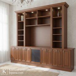 Majestic Rak TV dari Kayu Jati dengan Kabinet Besar & Rak Display Elegan 7 rak tv 1 1