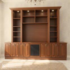 Majestic Rak TV dari Kayu Jati dengan Kabinet Besar & Rak Display Elegan 6 rak tv 3 1