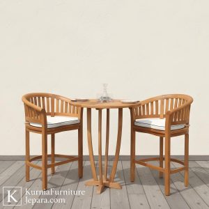 bangku untuk cafe kayu solid set meja bar elegan