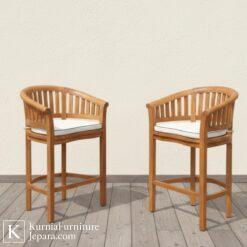 Exclusive Bangku untuk Cafe Kayu Solid Set Kursi Bar & Meja Cafe Elegan Bernuansa Natural 6 set bar 2