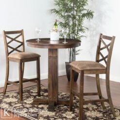 Bangku cafe minimalis kayu solid dengan desain elegan dan bantalan empuk