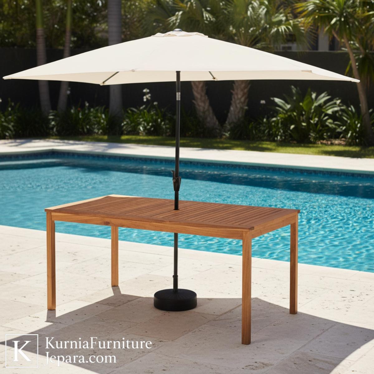 Anggun Meja Payung Outdoor Kayu Jati Set Kursi Empuk untuk Taman, Kolam Renang & Teras Resort 5 Anggun Meja Payung Outdoor Kayu Jati Set Kursi Empuk untuk Taman, Kolam Renang & Teras Resort - Image 3