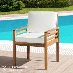 Anggun Meja Payung Outdoor Kayu Jati Set Kursi Empuk untuk Taman, Kolam Renang & Teras Resort 9 set outdoor 4