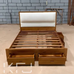 Dipan kasur laci kayu jati modern kualitas furniture Jepara