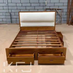 Dipan kasur laci kayu jati modern kualitas furniture Jepara