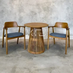 Kursi kayu minimalis cafe set meja bundar modern