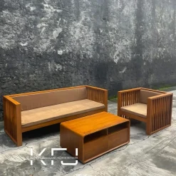 Kursi tamu minimalis modern kayu jati untuk ruang tamu