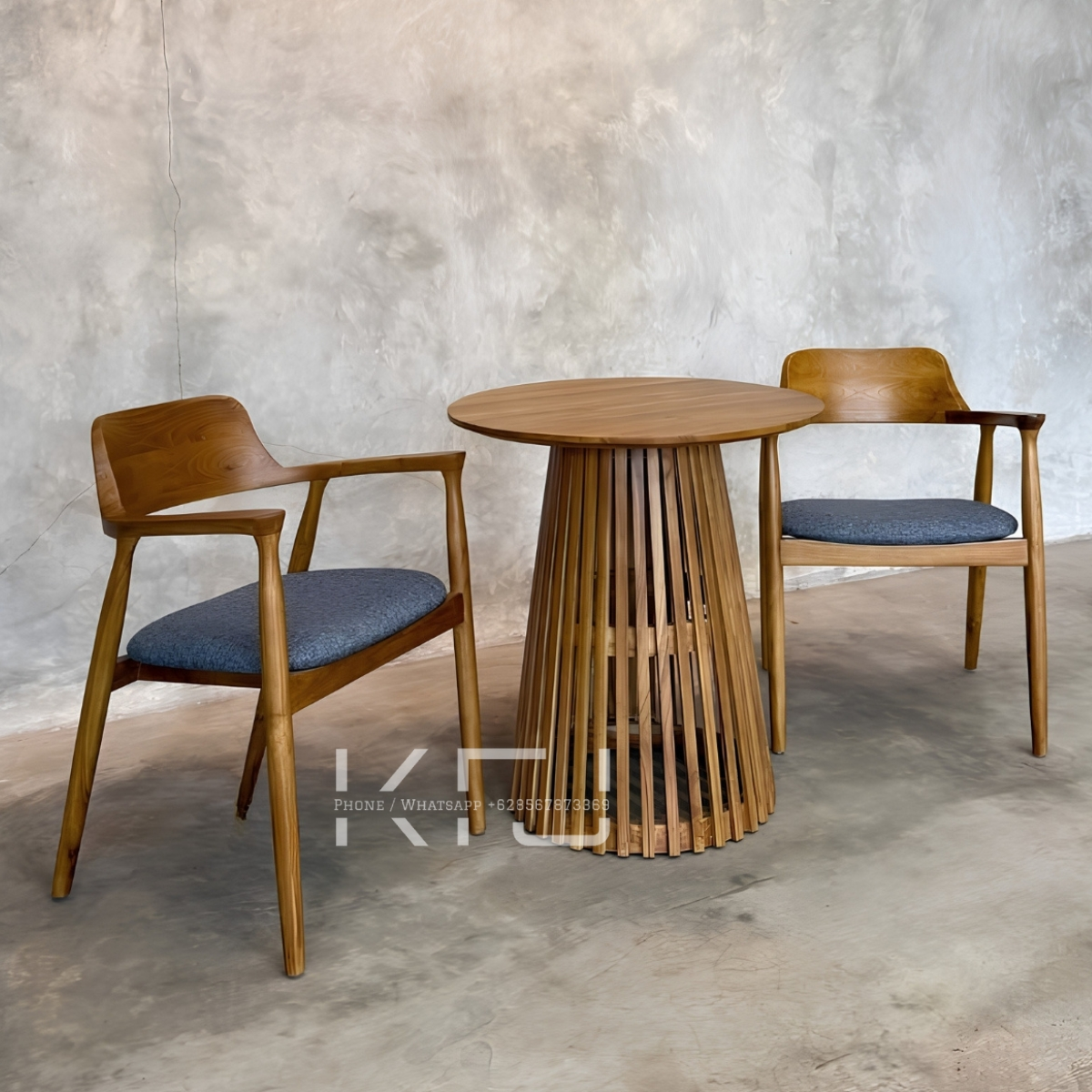 Kursi Kayu Minimalis Cafe Modern Set Meja Bundar Jati Estetik 4 Meja kursi kayu cafe minimalis model modern