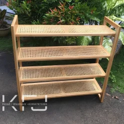 Rak sepatu dari kayu desain minimalis modern handmade