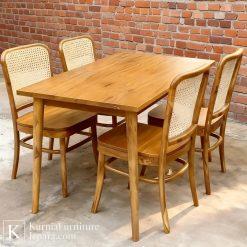 Set meja makan kayu jati minimalis 4 kursi tampak samping