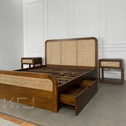 Tempat Tidur Jepara Terbaru Kombinasi Rotan Jati Minimalis Modern 8 Dipan kayu jati Jepara minimalis kombinasi rotan natural