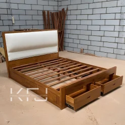 Tempat tidur laci bawah kayu jati minimalis multifungsi