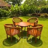 Kursi Teras Minimalis Lengkung Kayu Jati set meja dan 4 kursi untuk taman dan teras rumah