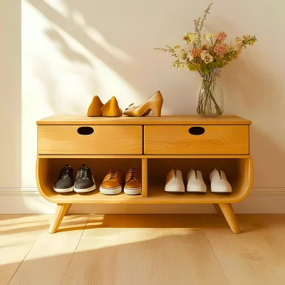 Rak sepatu kayu minimalis modern