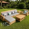 Sofa Sudut Sederhana Multifungsi Kayu Jati dengan tempat penyimpanan di bawah dudukan